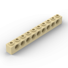 Technic Brick 1 x 10 [9 Holes] #2730 Tan 1 KG
