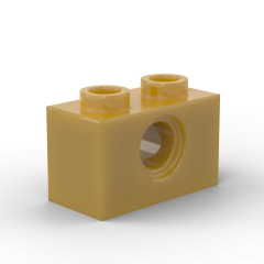 Technic Brick 1 x 2 [1 Hole] #3700 Pearl Gold