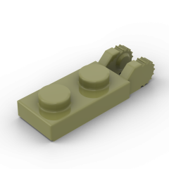 Plate 1 x 2 W/Fork/Vertical/End #44302 Olive Green
