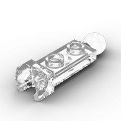 Plate, Modified 1 x 2 With Tow Ball And Small Tow Ball Socket On Ends #14419 Trans-Clear