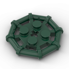 Plate Special 2 x 2 with Bar Frame Octagonal, Reinforced, Completely Round Studs #75937 Dark Green