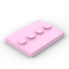 Plate Special 3 x 4 with 1 x 4 Center Studs - Plain #88646 Bright Pink