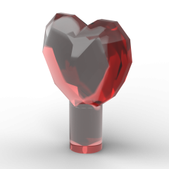 Rock - Heart Jewel with Shaft #15745 Trans-Red