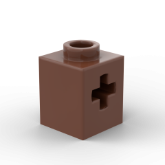 Technic Brick 1 x 1 with Axle Hole #73230 Reddish Brown