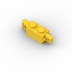 Hinge Brick 1 x 2 Locking with 1 Finger Vertical End and 2 Fingers Horizontal End #47975 Yellow