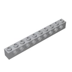 Technic Brick 1 x 10 [9 Holes] #2730 Light Bluish Gray