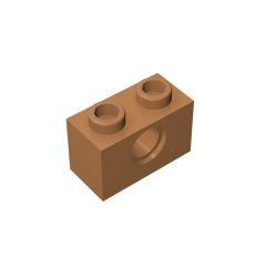 Technic Brick 1 x 2 [1 Hole] #3700 Medium Dark Flesh