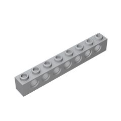 Technic Brick 1 x 8 [7 Holes] #3702 Light Bluish Gray 10 pieces