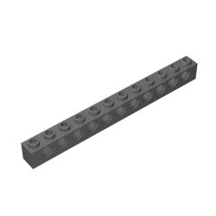 Technic Brick 1 x 12 [11 Holes] #3895 Dark Bluish Gray 10 pieces