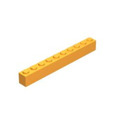 Brick 1 x 10 #6111 Bright Light Orange