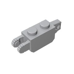 Hinge Brick 1 x 2 Locking with 1 Finger Vertical End and 2 Fingers Vertical End, 9 Teeth #30386 Light Bluish Gray