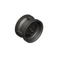 Wheel 43.2mm D. x 26mm Technic Racing Small, 6 Pin Holes #56908 Metallic Black