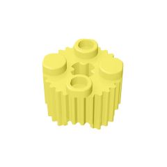 Brick, Round 2 x 2 With Axle Hole And Grille / Fluted Profile #92947 Bright Light Yellow