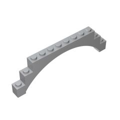 Brick Arch 1 x 12 x 3 Raised Arch with 5 Cross Supports #18838 Light Bluish Gray 10 pieces