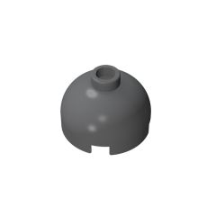 Brick, Round 2 x 2 Dome Top - Blocked Open Stud with Bottom Axle Holder x Shape + Orientation #553b Dark Bluish Gray