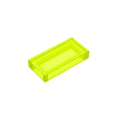 Tile 1 x 2 (Undetermined Type) #3069 Trans-Bright Green