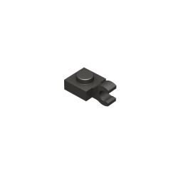 Plate Special 1 x 1 with Clip Horizontal - Thick Open O Clip #61252 Metallic Black