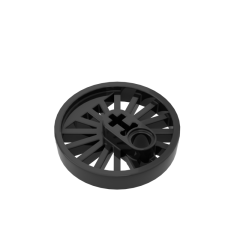 Train Wheel RC Train, Spoked with Technic Axle Hole and Counterweight, 30 mm diameter - Blind Driver #85558 Black