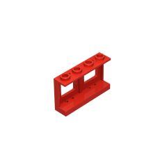 Window 1 x 4 x 2 Plane, Single Hole Top and Bottom for Glass #61345 Red