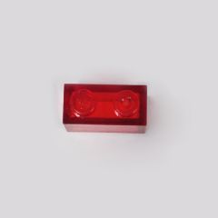 Brick 1 x 2 without Bottom Tube #3065 Trans-Red